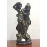 Bronze Figure of a Roman Man & Woman, 26ins high.