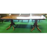 Mahogany two Pillar Brass Toed Dining Table with centre leaf. 46in x 79in.