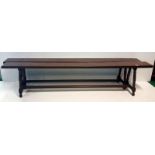 Pair of Long Oak Benches, 86in (w) x 18.5in (h).