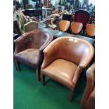 Pair of leather pub chairs.