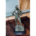 Bronze figure of a hooded dancer 14''H x 6'' W.