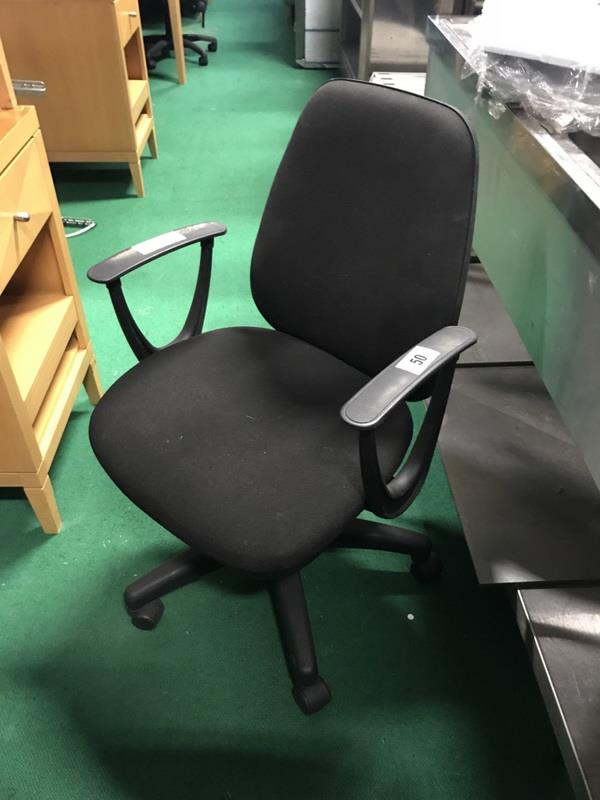 Black upholstered office swivel chair