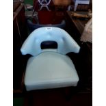 Ex Shelbourne light blue leather tub chair option on the next three.
