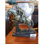 Bronze figure of a horse and rider