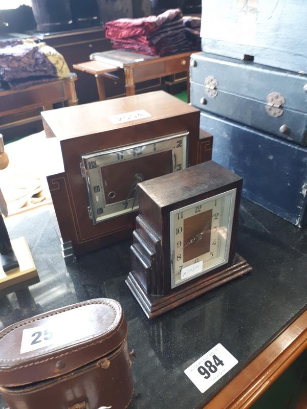 Two Mahogany Mantle Clock.