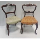 Two Victorian Balloon Back Bedroom Chairs, Rosewood & Mahogany (2).