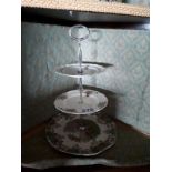 Three tier ceramic cake stand.