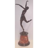 After Bruno Zach (Austria, 20th C.) Bronze Ballerina on marble base. 25.5ins high.