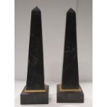 Pair of Marble And Ormolu Mounted Obelisks, 41.5ins.