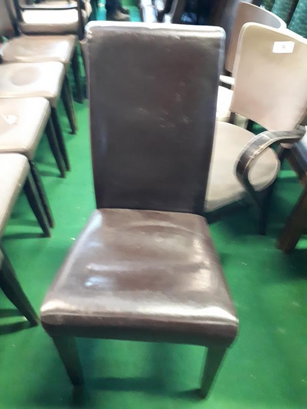 Set of ten leather dining chairs.