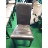 Set of ten leather dining chairs.