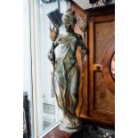 Bronze figurine of a Maiden in the Art Nouveau style. { 64'' H X 22'' W }.