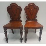 Pair of Victorian Mahogany Hall Chairs.