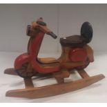 Carved Wood Kids Rocking Model Of a Vespa.