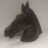 Bronze Sculpture Of a Life Size Horses Head.