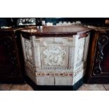 Ceramic fronted counter with rouge granite top. { 43'' H X 50'' W }.