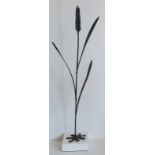 Patrick Coffey, Bog Oak Sculpture - Corn. With artist's name stamped to white wooden base. 28.