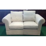 Sofa Factory, Two Seater Cream Fabric Sofa, 62 x 36 x 34ins.