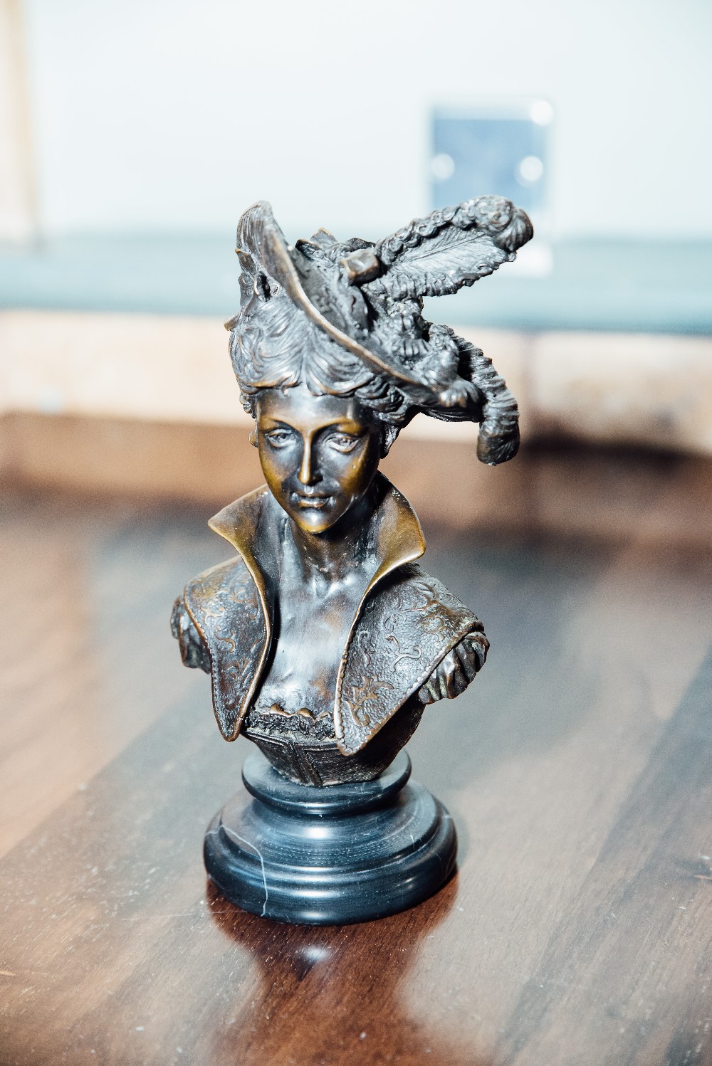 Bronze bust in the Art Nouveau style. { 10'' H X 5'' W}.