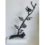 Patrick Coffey, Bog Oak Sculpture - Elderberry with flowers.