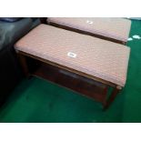 Ex Shelbourne upholstered mahogany rectangular dressing stool