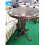 High circular wooden bar table.