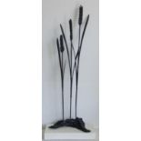 Patrick Coffey, Bog Oak Sculpture - Ears of Corn. With artist's name stamped to white wooden base.