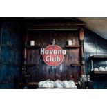 " Havana Club " rustic bar back. { 57''H X 60'' W }.