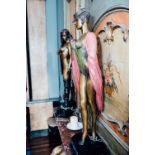 Risqué bronze figurine of a dancer. { 36'' H X 18''W }.