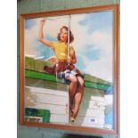 ELVGREN hosiery pin up girl coloured advertising poster.