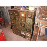 Two pairs 1940's industrial sectional metal drawers