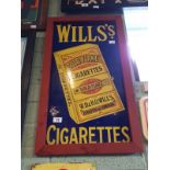 Framed WILLS'S CIGARETTE enamel sign.