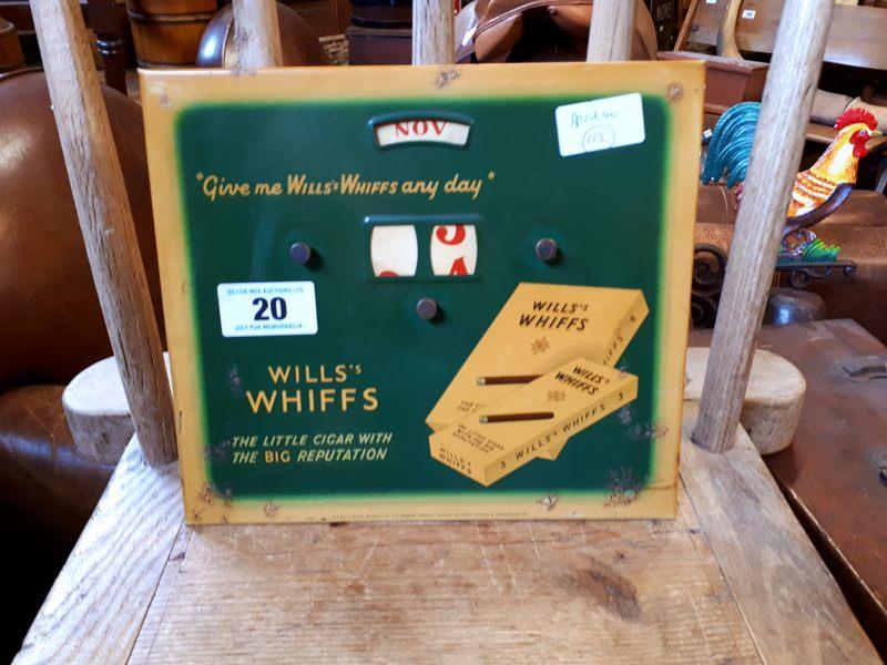 Tin plate WILLS'S WHIFFS Calendar