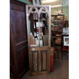 19th. C. pitch pine Gothic door. (184 cm H X 58 cm W).