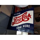 Double sided tin plate PEPSI COLA advertising sign.