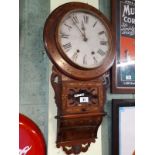 Victorian inlaid walnut drop dial clock.