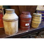 Three 19th. C. tin plate tea caddies with original paint.