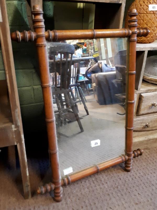 Victorian Mirror with bamboo effect frame.