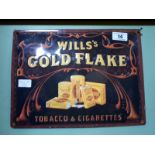 WILL'S GOLD FLAKE tin plate advertising sign.