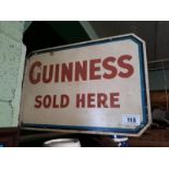 Tin plate double sided GUINNESS SOLD HERE sign.