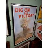 Framed DIG ON FOR VICTORY coloured print.