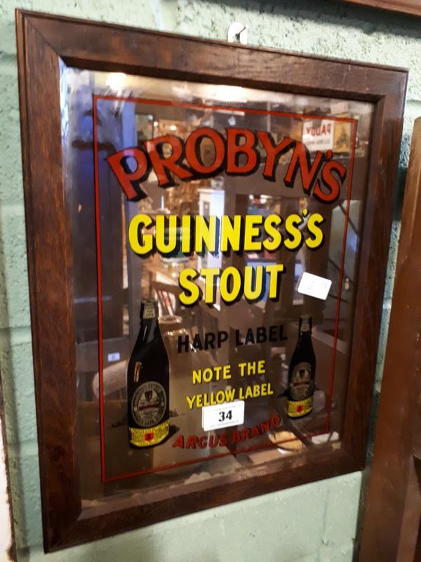 PROBYNS GUINNESS STOUT framed advertising mirror.