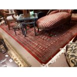 Hand knotted Persian carpet square. (383 cm L x 186 cm W).