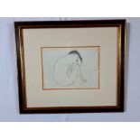 Schiele Egon antique pencil drawing of a nude lady signed 8.5 Inches x 6 Inches.