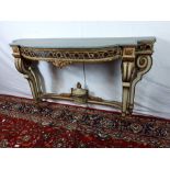 19th C. French painted pine and gilded side table.