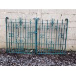 Pair of decorative 19th C. 8ft wrought iron entrance gates.