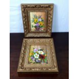 Pair of gilt framed oil on canvas still life scenes.