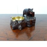 Black forest bear ashtray with brass liner.