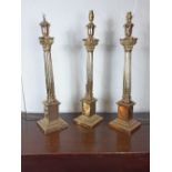 Three brass Corinthian column lamp bases, originally from the Hiberian Club, Stephen's Green Dublin.