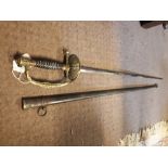 Early 19th. C. French Officers sword with original scabbard.